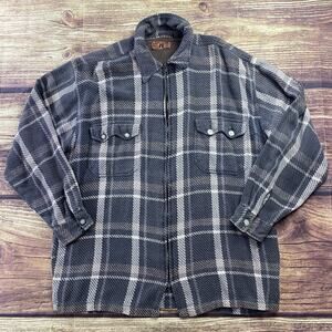 Vtg Raw Edge 90s Baggy Full Zip Flannel Sweater Colorful Front Pockets Large